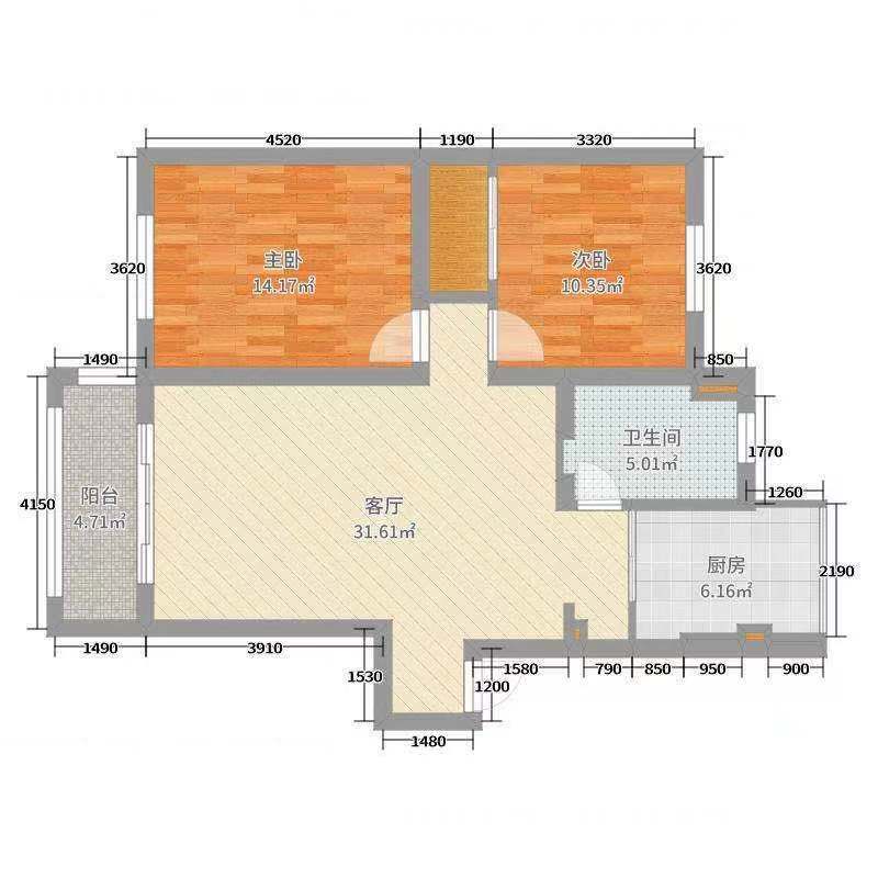 欧洲花园保健巷89号  2室2厅1卫   1500.00元/月户型图