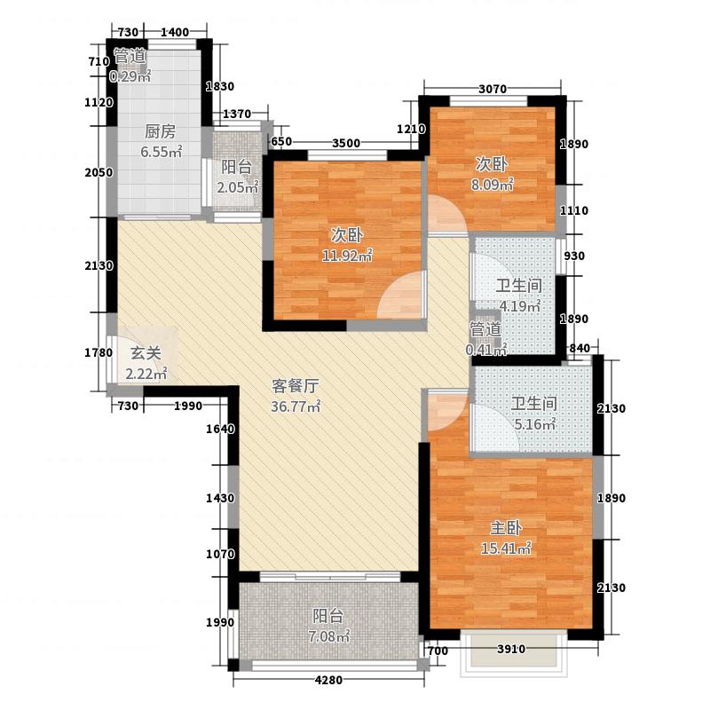 茉莉村  3室2厅1卫   1300.00元/月户型图