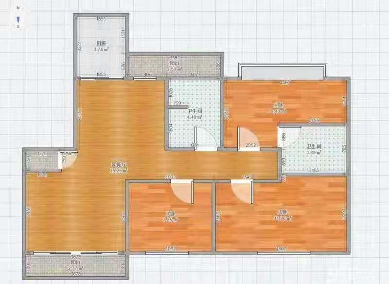 百弘学府城  3室2厅1卫    2500.0元/月 百弘学府城  3室2厅1卫    2500.0元/月户型图