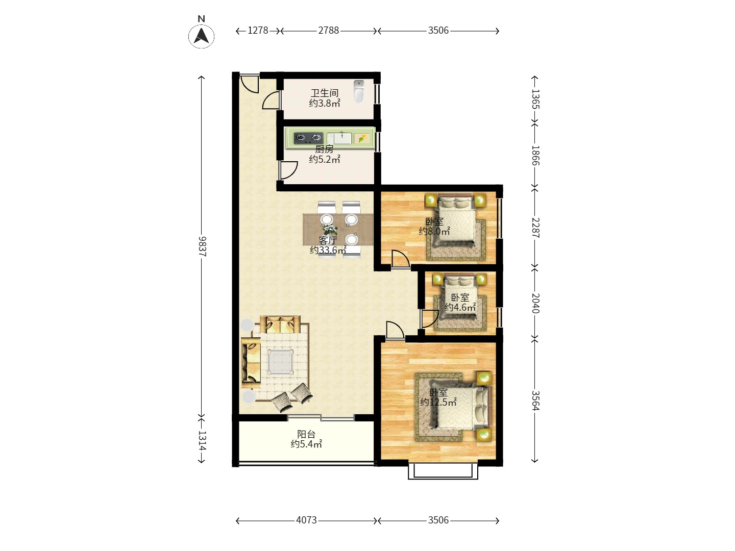 大为时代家园 1室1厅1卫 1800.0元/月 大为时代家园 1室1厅1卫 1800.0元/月户型图