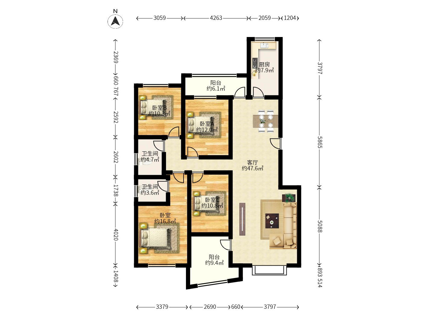 红树湾  1室2厅2卫    1600.0元/月 红树湾  1室2厅2卫    1600.0元/月户型图