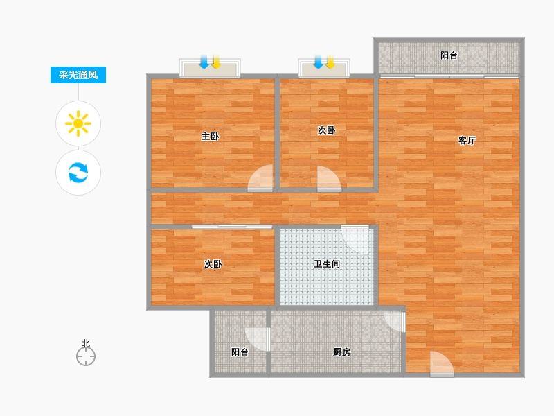 怡景花苑  3室1厅1卫   1500.00元/月户型图