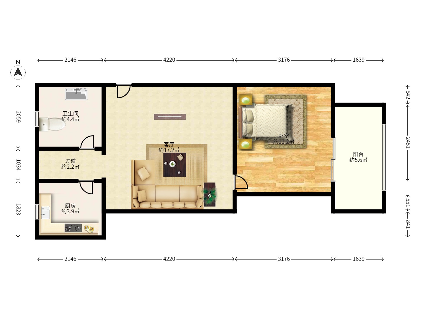 碧桂园威尼斯城 1室1厅1卫 1300.0元/月 碧桂园威尼斯城 1室1厅1卫 1300.0元/月户型图