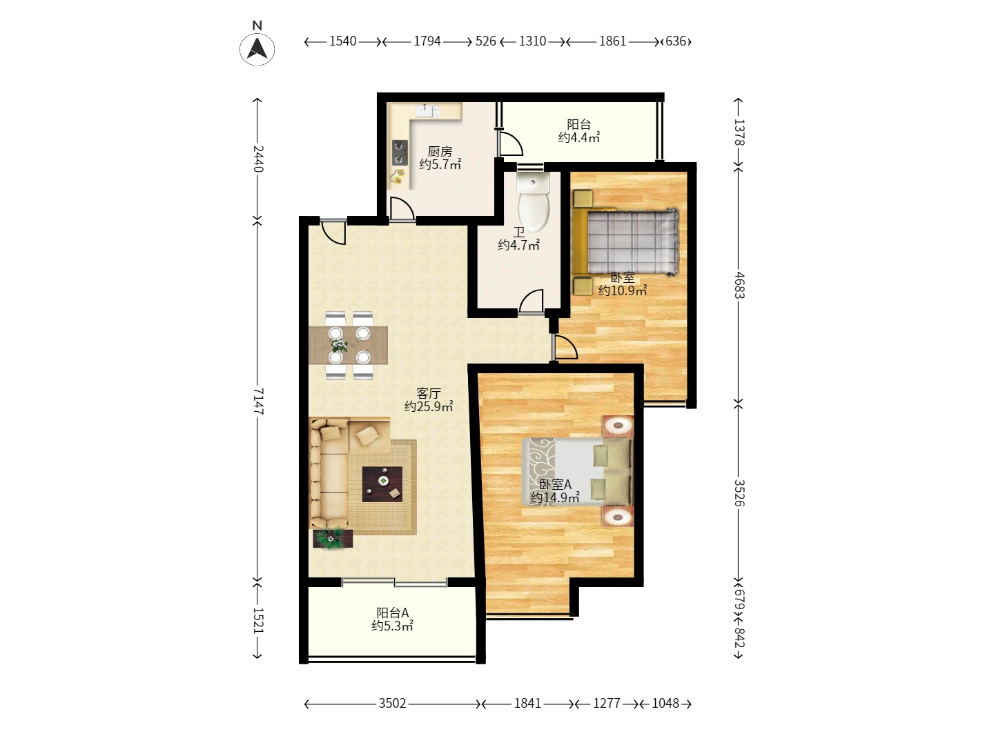金领家族 3室2厅1卫 1800.0元/月 金领家族 3室2厅1卫 1800.0元/月户型图