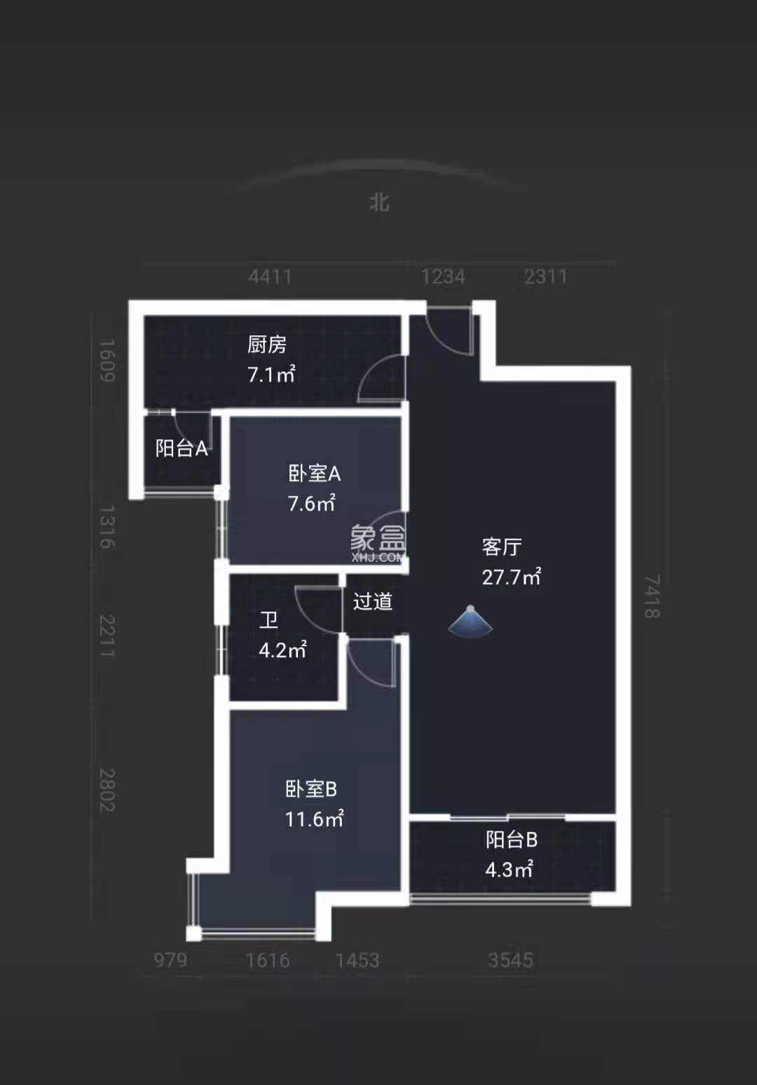 三迪枫丹  2室2厅1卫   189.00万户型图