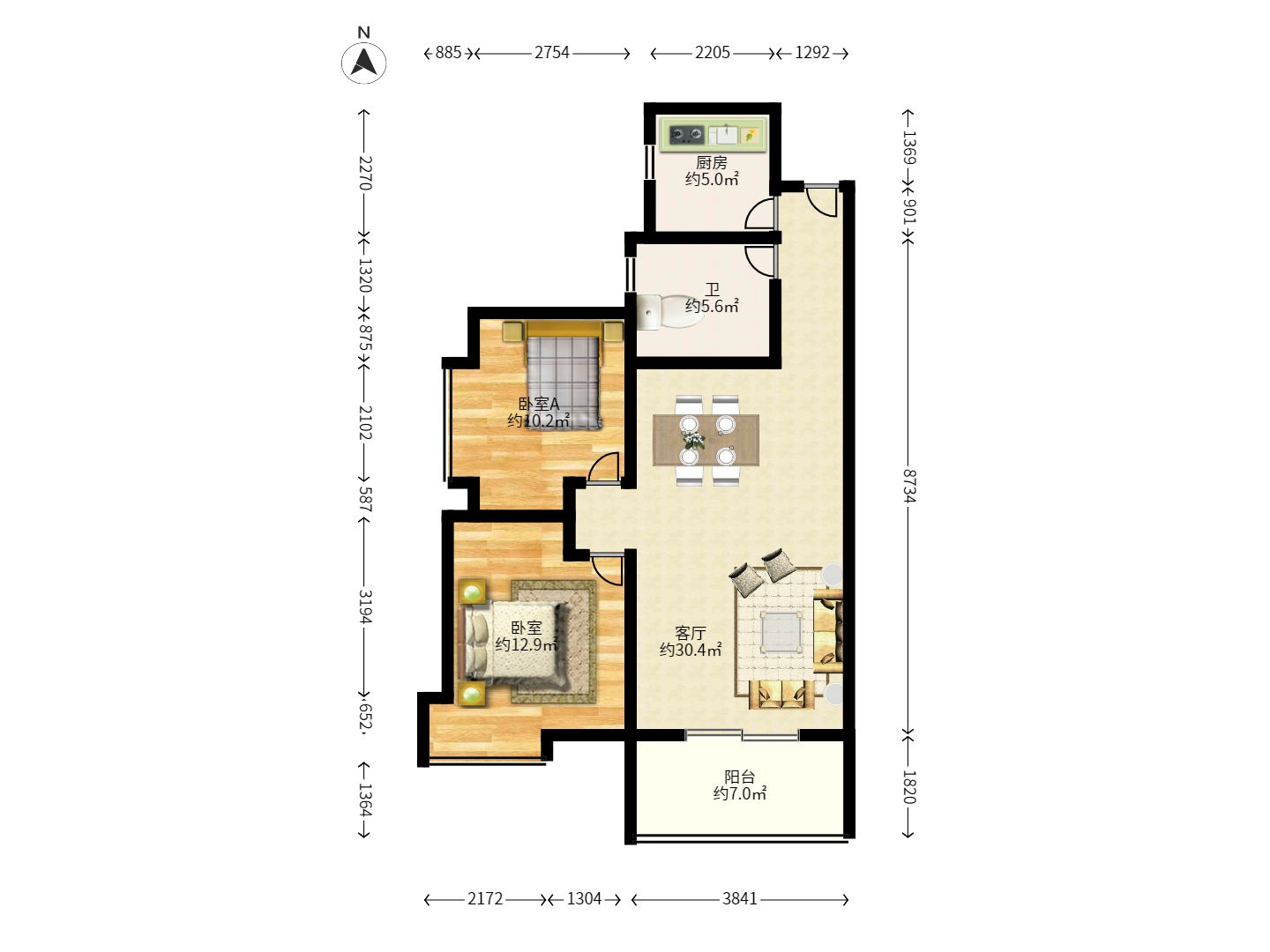 保利花园  2室2厅1卫    1800.0元/月 保利花园  2室2厅1卫    1800.0元/月户型图
