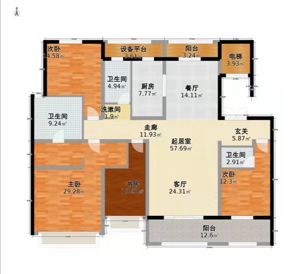 梓湖观邸  3室2厅2卫    132.0万 梓湖观邸  3室2厅2卫    132.0万户型图