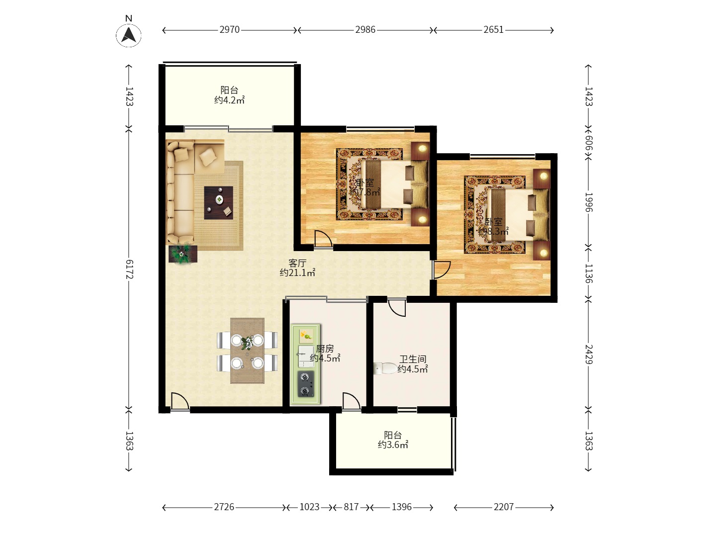 佳兆业时代广场  2室1厅1卫    2200.0元/月 佳兆业时代广场  2室1厅1卫    2200.0元/月户型图