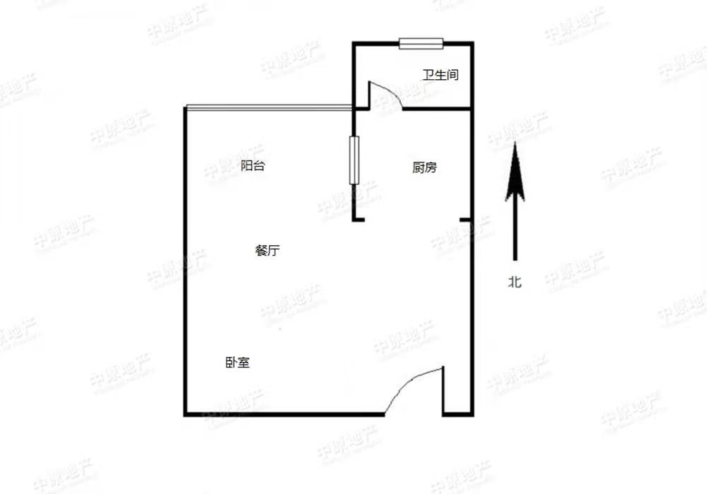 御景东方  1室1厅1卫   700.00元/月户型图
