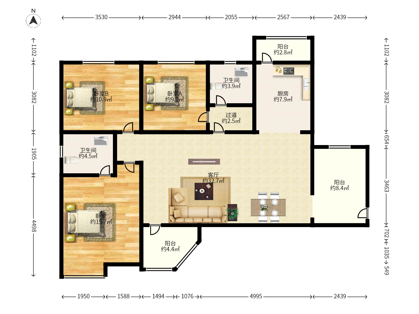 华天LOHO小镇  3室2厅2卫    1800.0元/月 华天LOHO小镇  3室2厅2卫    1800.0元/月户型图