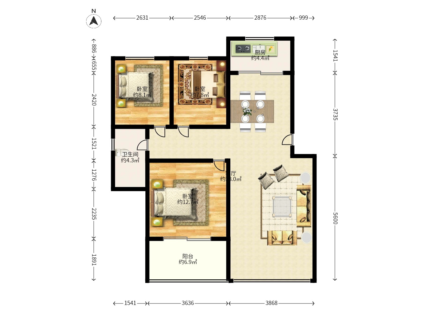 山水湾 1室2厅1卫 1800.0元/月 山水湾 1室2厅1卫 1800.0元/月户型图