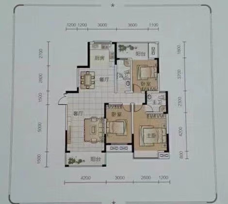 三一歌雅郡 3室2厅1卫 2000.0元/月 三一歌雅郡 3室2厅1卫 2000.0元/月户型图