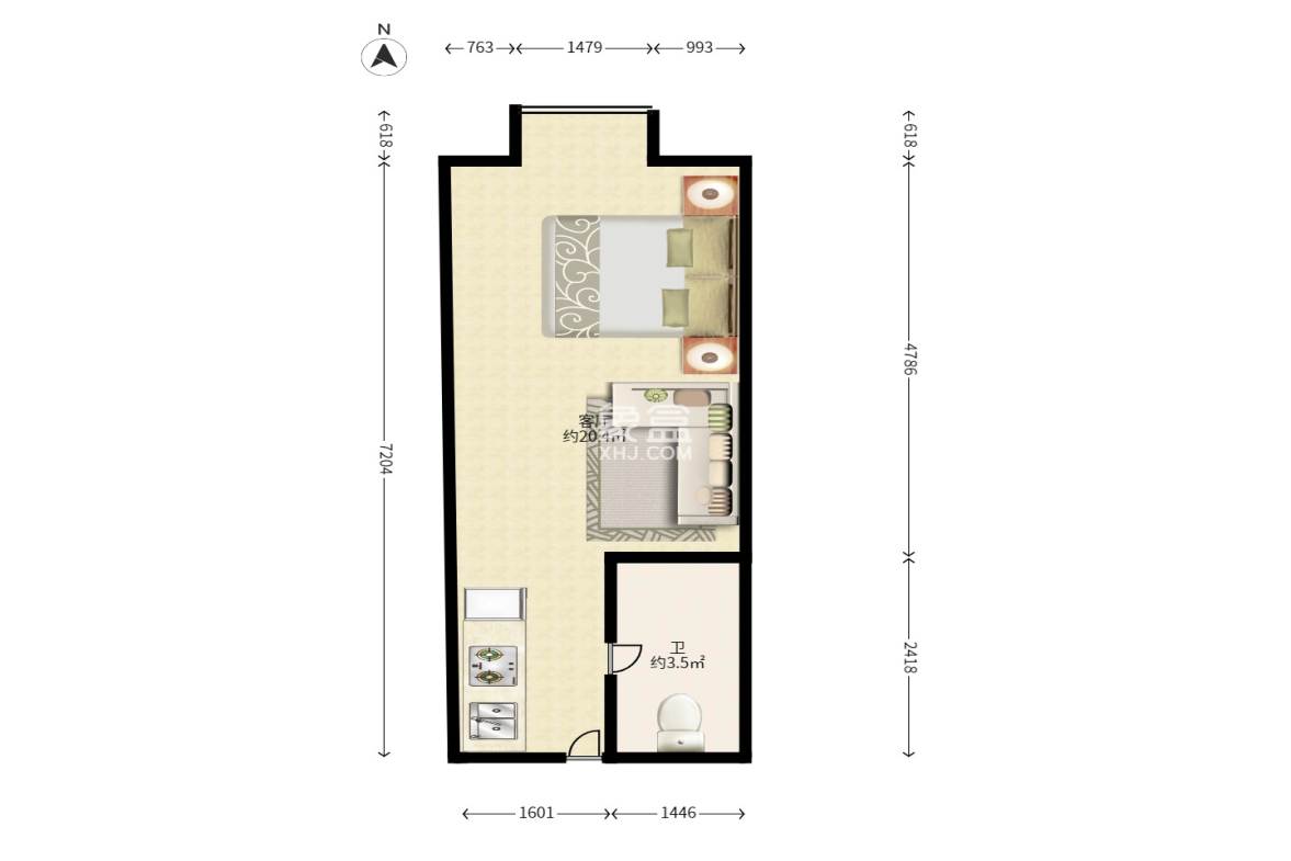 中海国际二期  1室1厅1卫    1300.0元/月 中海国际二期  1室1厅1卫    1300.0元/月户型图
