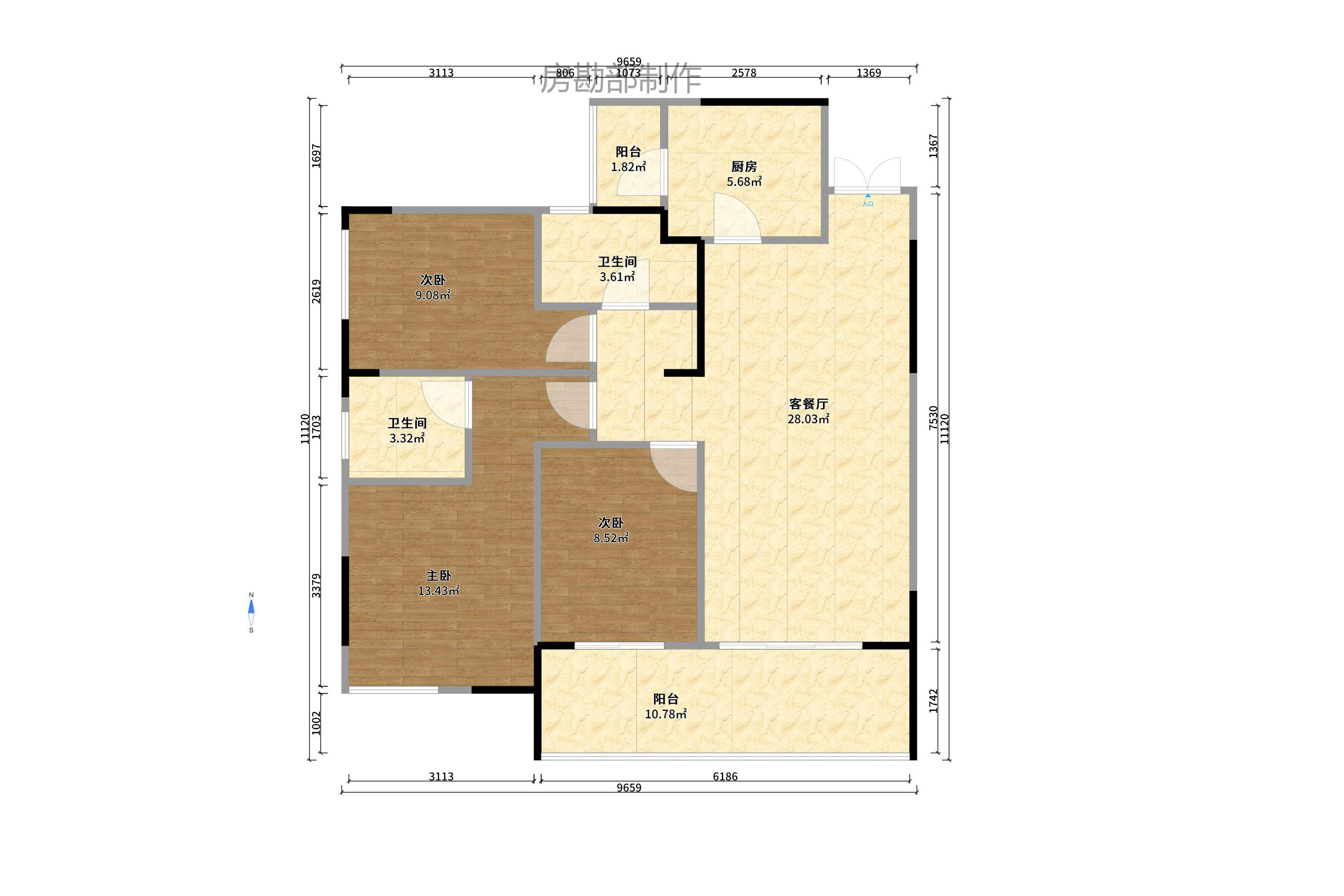 融科东南海 3室2厅2卫 2600.0元/月 融科东南海 3室2厅2卫 2600.0元/月户型图