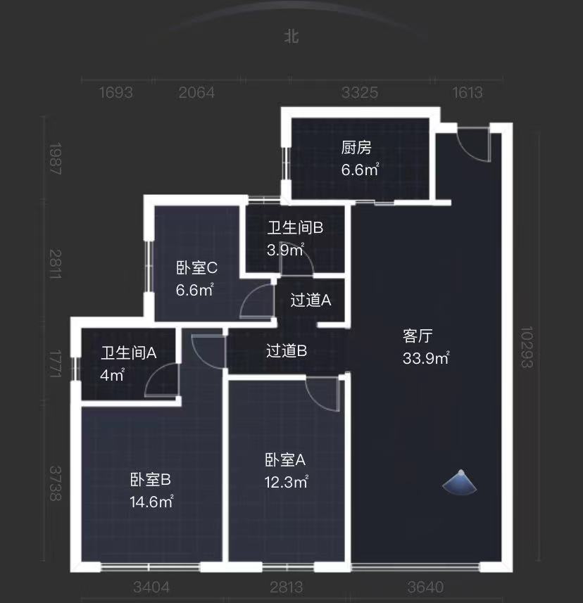 万科东方传奇  3室2厅2卫   320.00万户型图