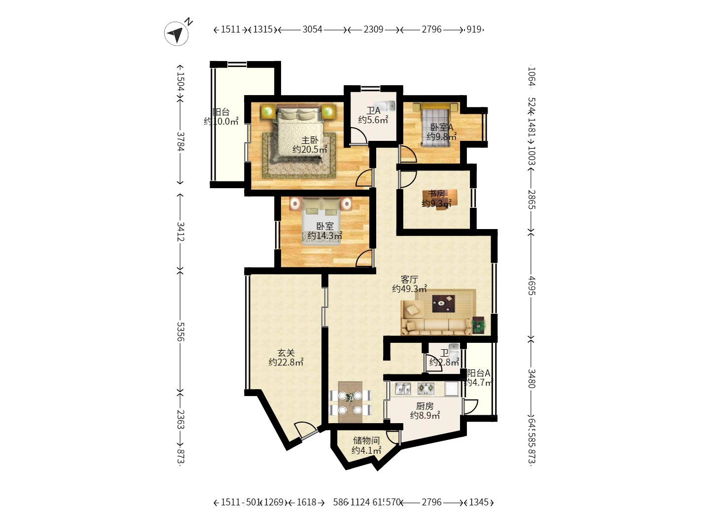 新星小区  4室2厅2卫   165.00万户型图