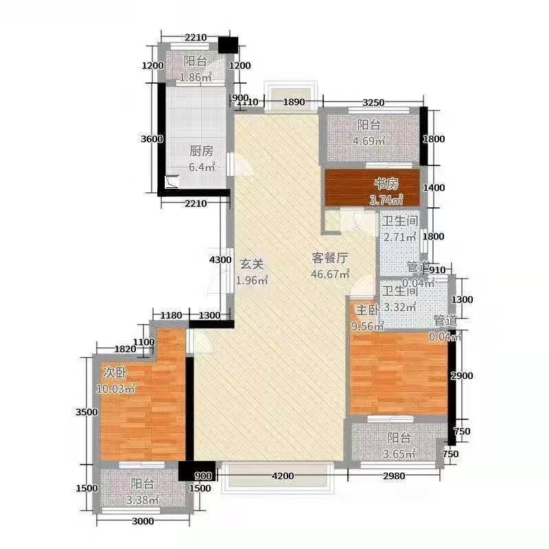 益阳市龙岭工业园(凤山路)  3室2厅1卫   1300.00元/月户型图