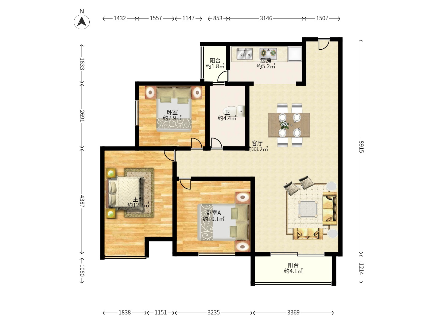 佳兆业君汇上品 2室2厅1卫 1600.0元/月 佳兆业君汇上品 2室2厅1卫 1600.0元/月户型图