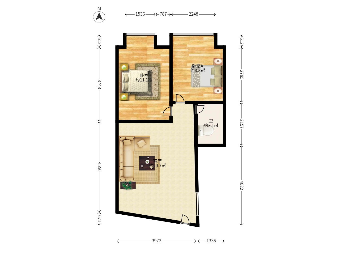 蓝湾国际广场 1室1厅1卫 36000.0元/月 蓝湾国际广场 1室1厅1卫 36000.0元/月户型图