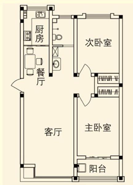 保利香槟国际  2室2厅1卫   60.00万户型图