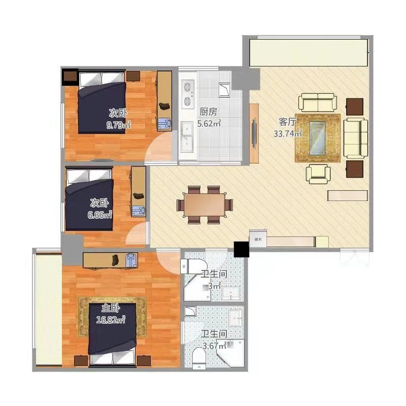 锦绣家园  3室2厅2卫    63.8万 锦绣家园  3室2厅2卫    63.8万户型图