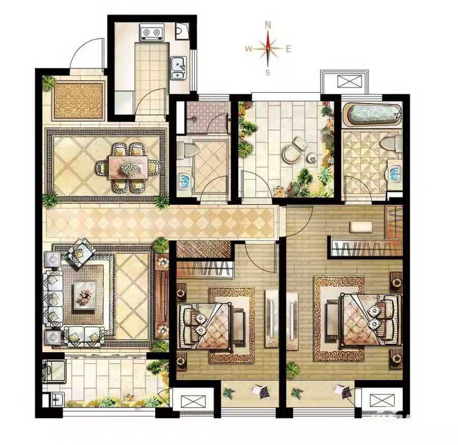 延溪花园  4室2厅2卫   85.80万户型图