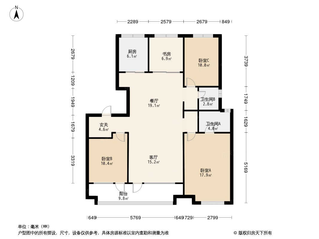 学府花园（文苑瑞景）  2室2厅1卫    68.89万户型图