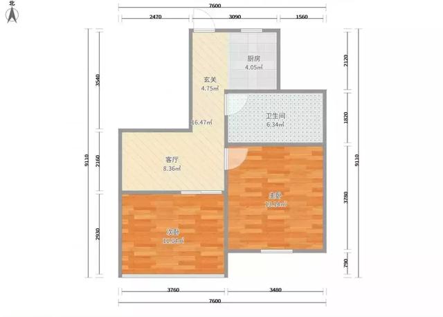 板塘铺机关二院  2室1厅1卫   900.00元/月户型图