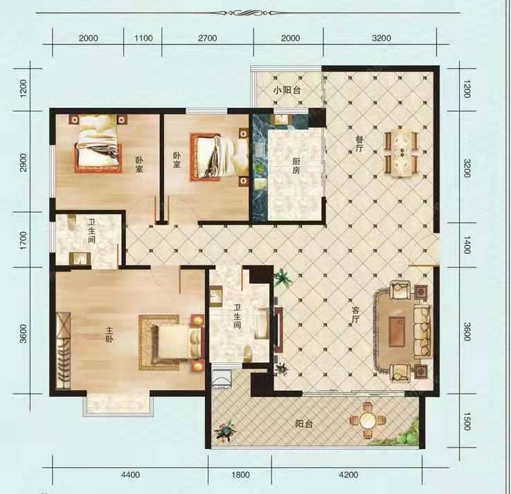 康馨小区  3室2厅1卫   55.80万户型图