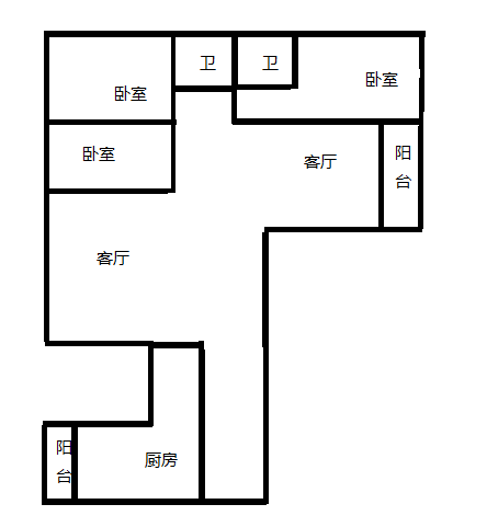 中海观园  3室2厅1卫   4000.00元/月户型图