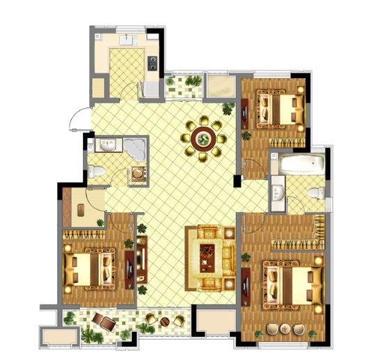 五江碧桂园城市广场 3室2厅2卫 2680.0元/月 五江碧桂园城市广场 3室2厅2卫 2680.0元/月户型图