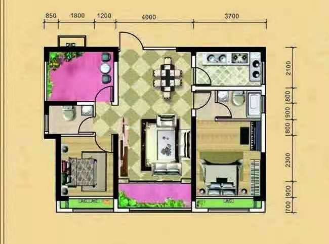 百弘学府城  3室2厅2卫   2100.00元/月户型图