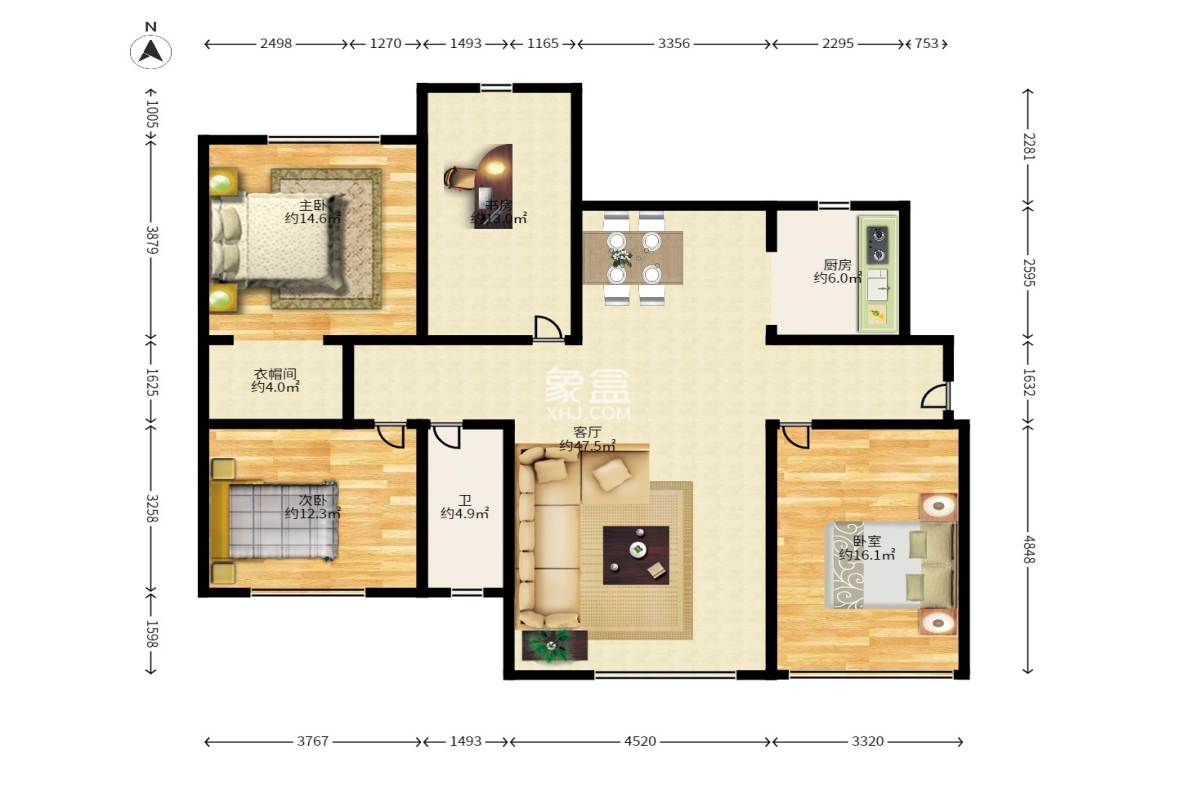 金房奥斯卡 1室2厅1卫 800.0元/月 金房奥斯卡 1室2厅1卫 800.0元/月户型图