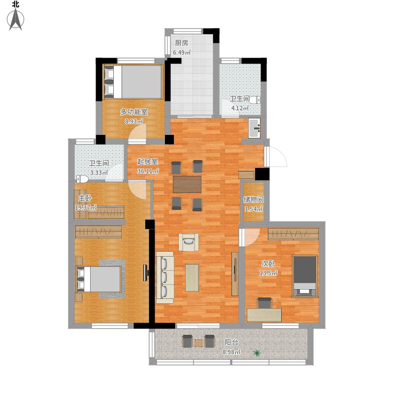 龙洲馨苑  4室2厅1卫   158.00万户型图