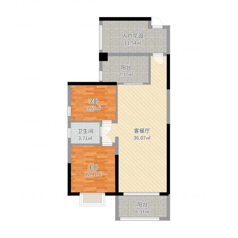 众一桂府  2室2厅1卫   52.80万户型图