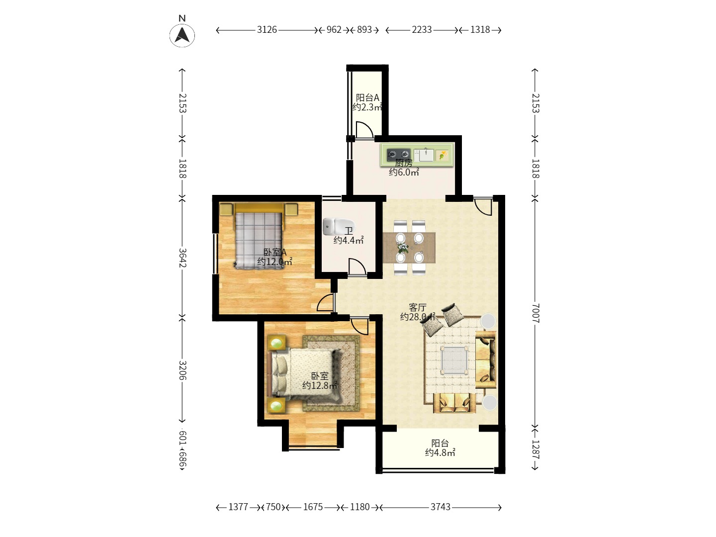 银盘鑫城  2室2厅1卫    1500.0元/月 银盘鑫城  2室2厅1卫    1500.0元/月户型图