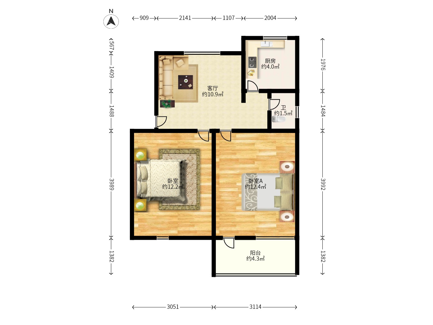 马王堆疗养院单位房 1室0厅0卫 1500.0元/月 马王堆疗养院单位房 1室0厅0卫 1500.0元/月户型图