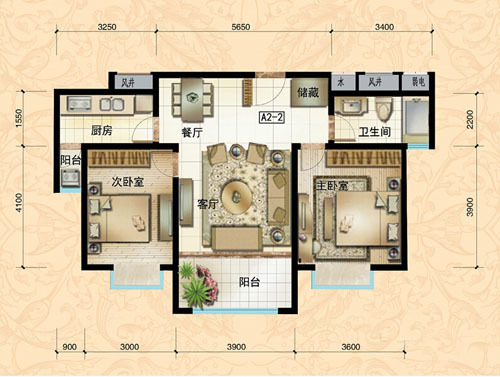 信义园  2室2厅1卫   67.00万户型图