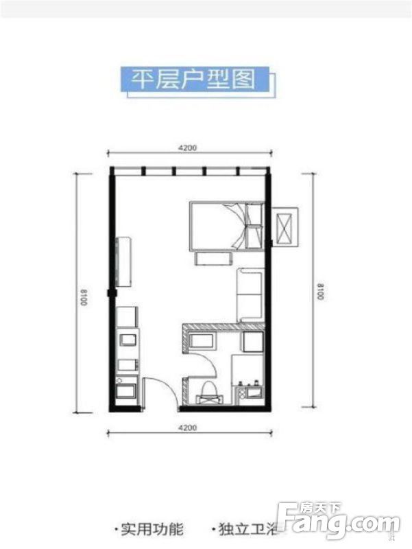 曲江华著中城  1室0厅1卫   2000.00元/月户型图