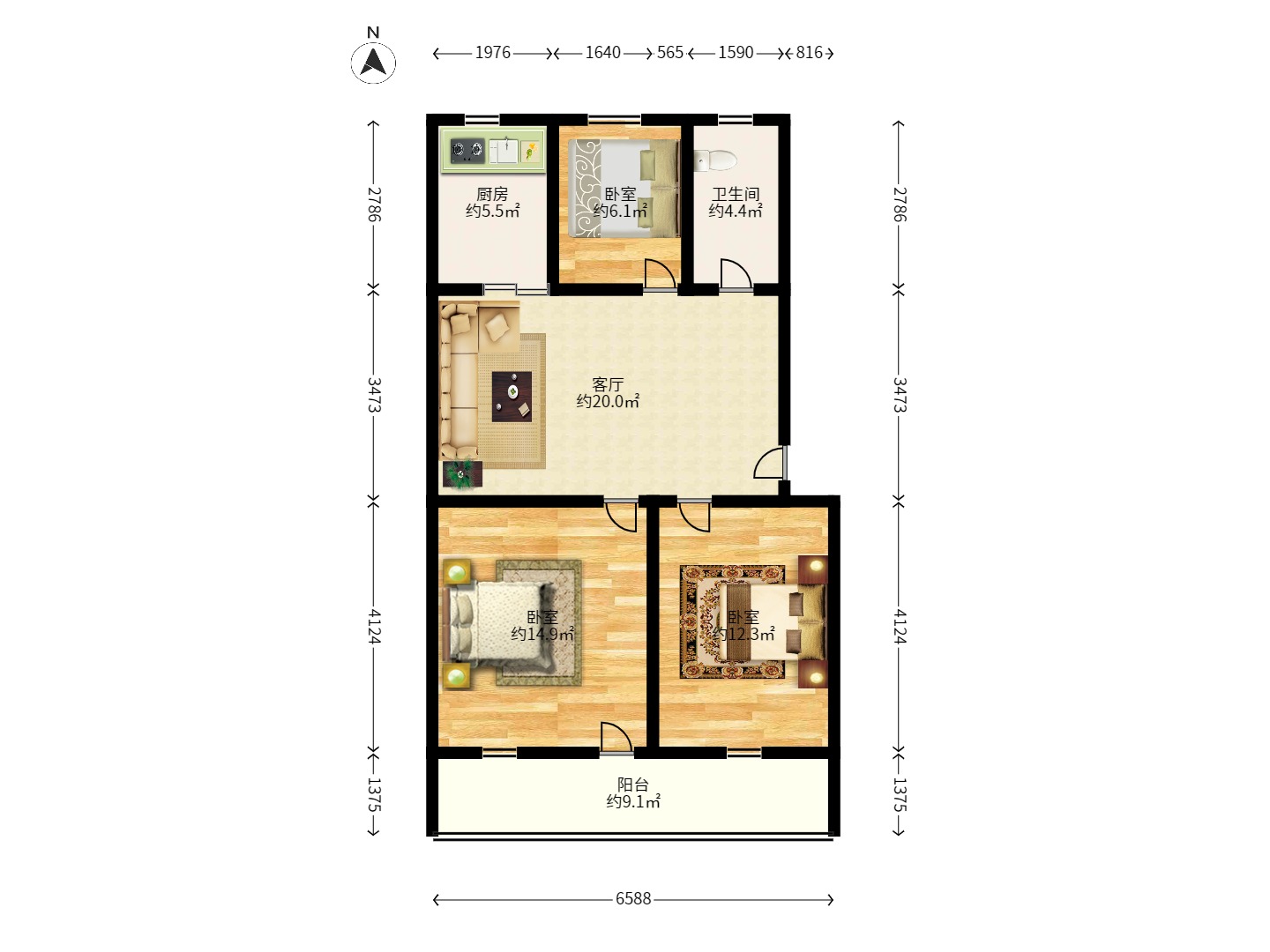 省化工轻工总公司302宿舍室内图2