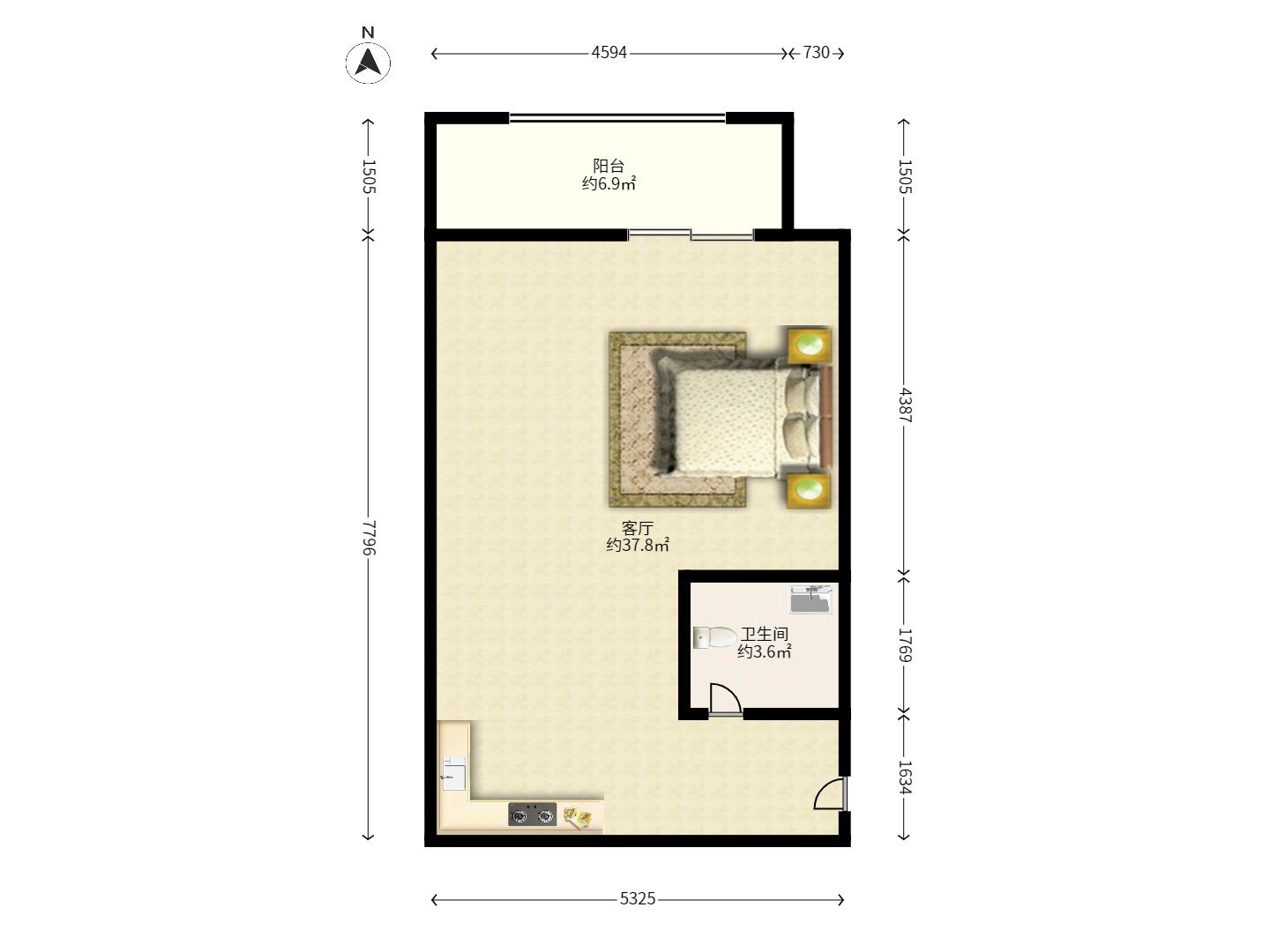 MOMA当代广场 1室1厅1卫 2000.0元/月 MOMA当代广场 1室1厅1卫 2000.0元/月户型图