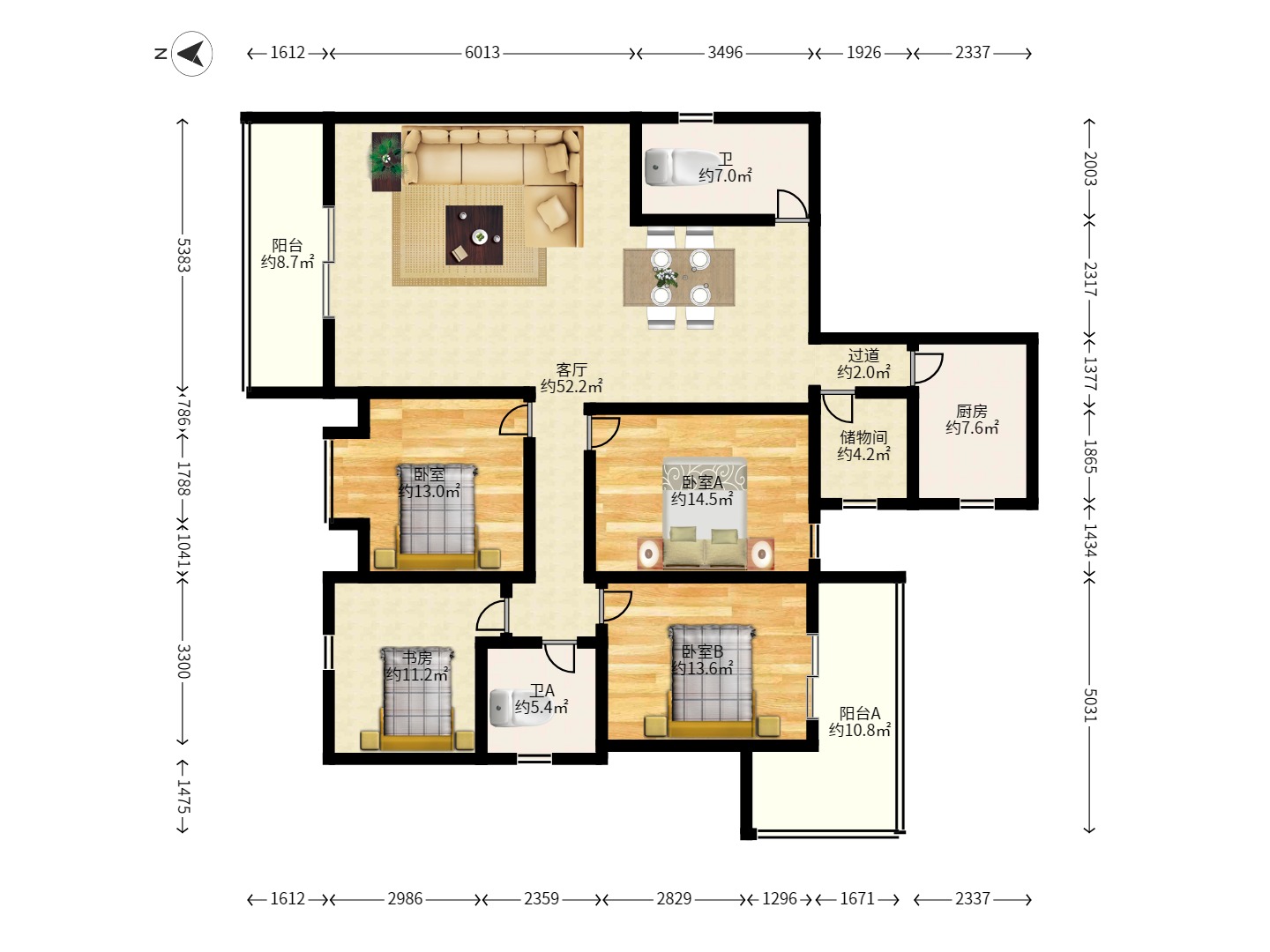 新华联家园 4室2厅2卫 3900.00元/月 新华联家园 4室2厅2卫 3900.00元/月户型图