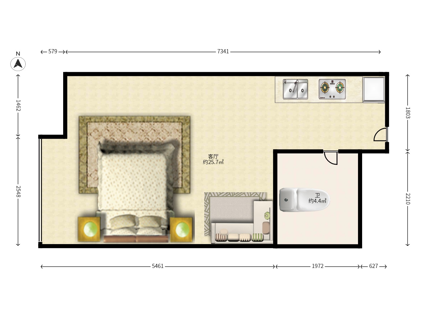 昌和商业中心/昌和国际  1室0厅1卫    1300.0元/月 昌和商业中心/昌和国际  1室0厅1卫    1300.0元/月户型图