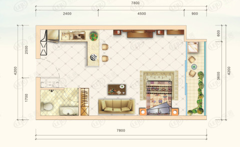 桃花缘  1室1厅1卫    41.8万 桃花缘  1室1厅1卫    41.8万户型图