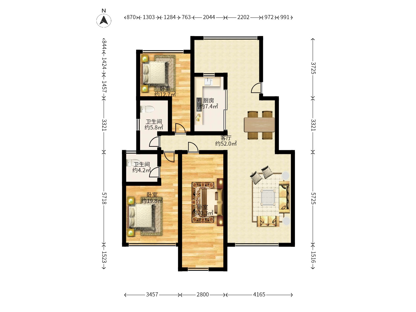 红树湾 3室2厅2卫 2500.0元/月 红树湾 3室2厅2卫 2500.0元/月户型图