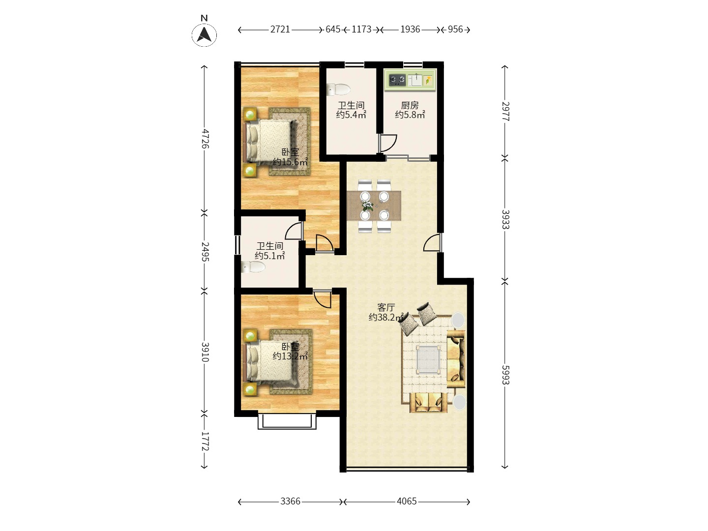 鄱阳小区 1室2厅1卫 1600.0元/月 鄱阳小区 1室2厅1卫 1600.0元/月户型图