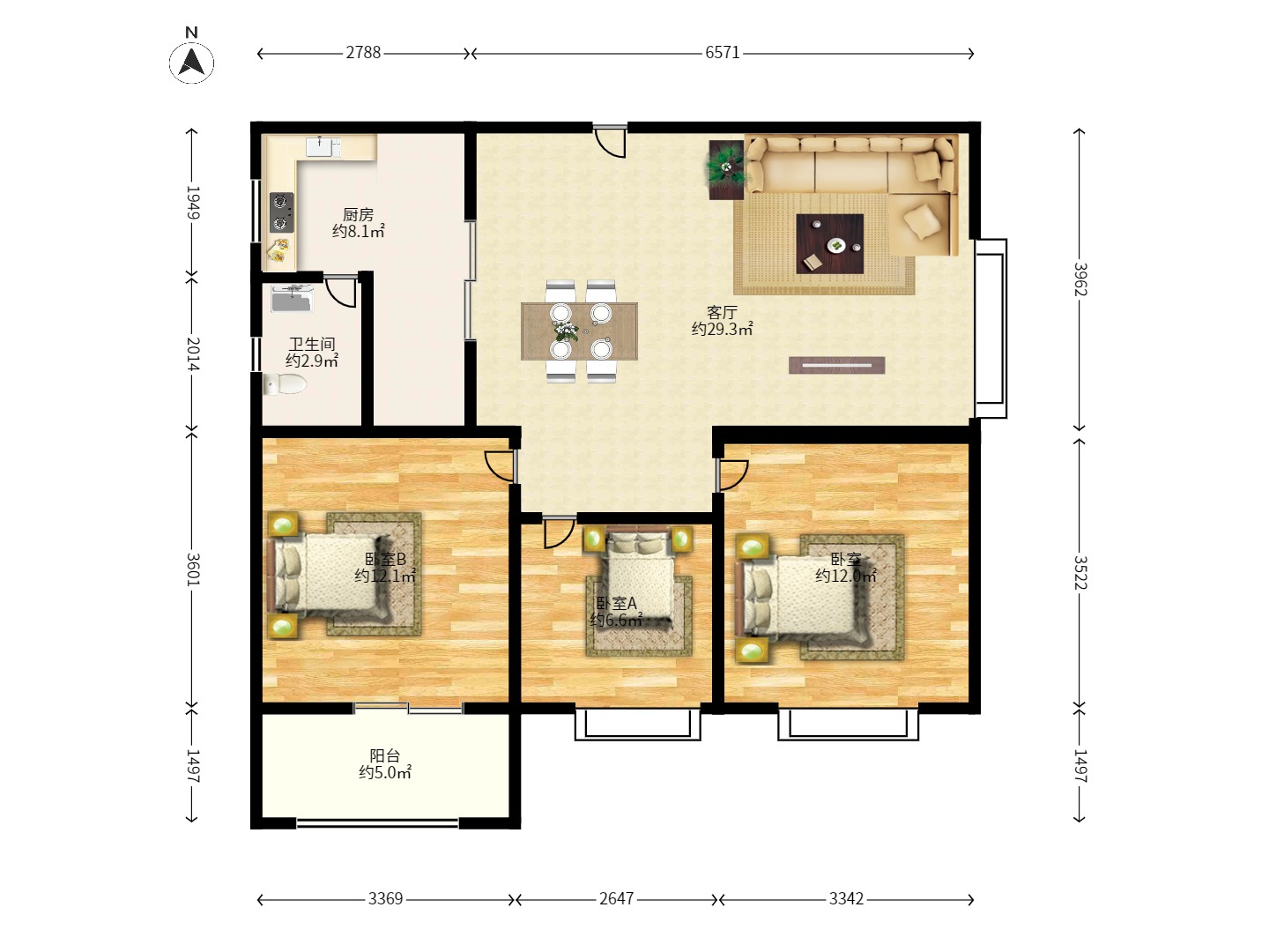 星典时代  3室2厅1卫    2200.0元/月 星典时代  3室2厅1卫    2200.0元/月户型图