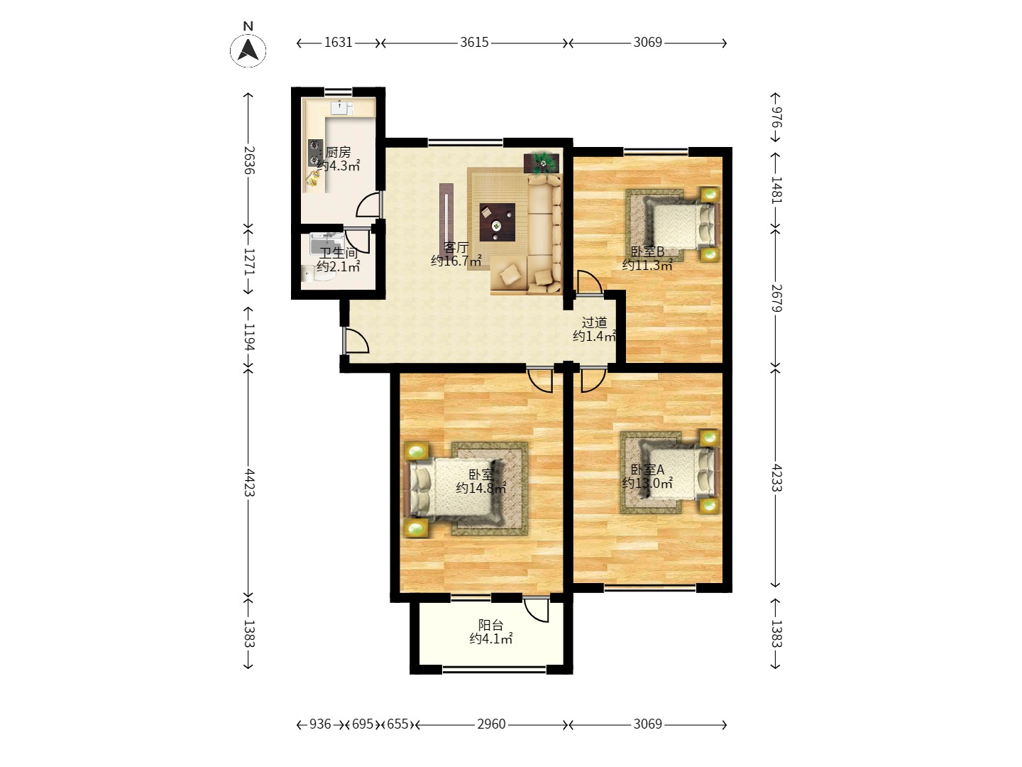 文艺路口纺织公司宿舍 文艺路口纺织公司宿舍室内图2