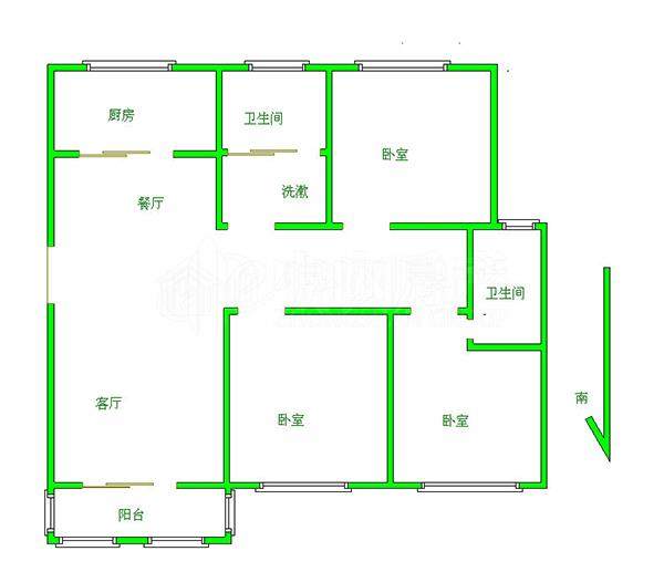 盐业局  3室1厅1卫   52.80万户型图