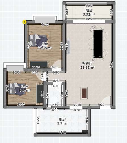 银都新村 3室2厅2卫 1100.0元/月 银都新村 3室2厅2卫 1100.0元/月户型图